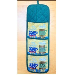 🍵 Decorative 🍵 Kitchen Hanging Pocket Organizer with "Tea Tme" Theme